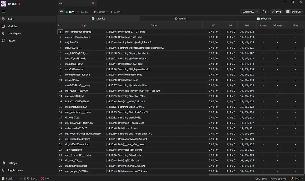 InstaFy Application Interface